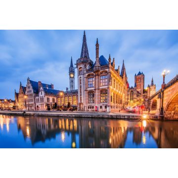Lais Puzzle - Gent, Belgien. Mittelalterliche Gebäude mit Blick auf den Graslei-Hafen am Fluss Leie. - 2.000 Teile