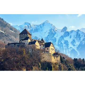 Lais Puzzle - Schloss Vaduz, Liechtenstein, mit schneebedeckten Alpenbergen im Hintergrund - 2.000 Teile