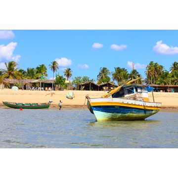 Lais Puzzle - Barra Grande, Piauí, Brasilien. Boote, seichtes Wasser, Strand, rustikale Restaurants und Palmen - 2.000 Teile