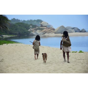 Lais Puzzle - Kinder eines indigenen Stammes beim Spaziergang mit einem Hund am Strand, Tayrona, Kolumbien - 2.000 Teile