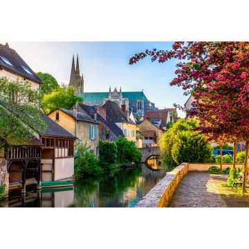 Lais Puzzle - Eure-Flussufer mit alten Häusern in der Kleinstadt Chartres, Frankreich - 2.000 Teile