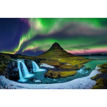 Lais Puzzle - Nordlicht, in Kirkjufell in Island mit Wasserfällen - 2.000 Teile
