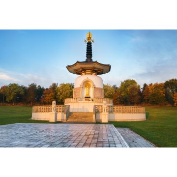 Lais Puzzle - Friedenspagoden-Tempel bei Sonnenaufgang im Willen Park, Milton Keynes, England - 2.000 Teile