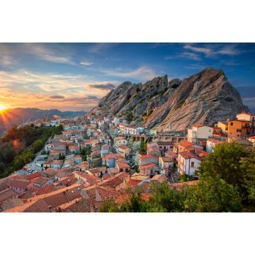 Lais Puzzle - Pietrapertoza, Italien, Stadtbild-Luftbild der mittelalterlichen Stadt während eines schönen Sonnenuntergangs - 2.000 Teile