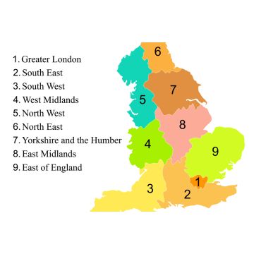 Lais Puzzle - Bunte Karte von England mit Umriss auf weißem Hintergrund - 2.000 Teile