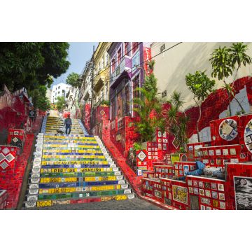 Lais Puzzle - Ein Blick am frühen Morgen auf die Escadaria Selarón (Selaron-Treppe), eine Touristenattraktion neben dem beliebten Ausgehviertel Lapa in Rio de Janeiro, Brasilien - 2.000 Teile