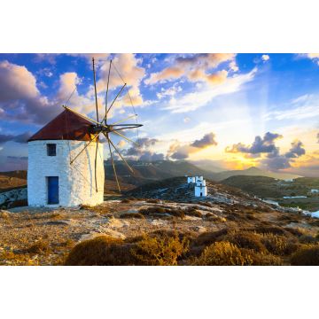 Lais Puzzle - schöner Sonnenuntergang über Windmühlen. Insel Amorgos, Griechenland - 2.000 Teile