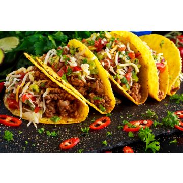 Lais Puzzle - Mexikanisches Essen - köstliche Taco-Schalen mit Rinderhackfleisch und hausgemachter Salsa - 2.000 Teile