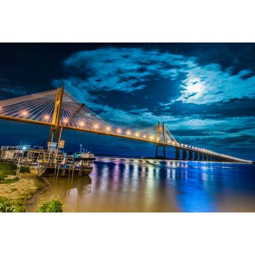 Lais Puzzle - Blick auf die Hängebrücke Ingeniero Marcial Candioti bei Sonnenuntergang, Santa Fe, Argentinien - 2.000 Teile
