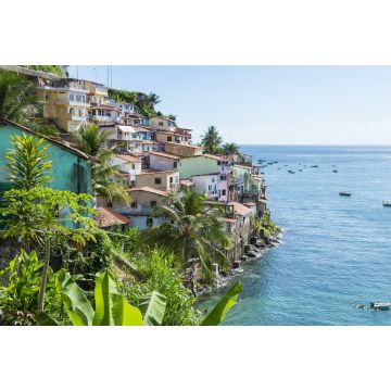 Lais Puzzle - Farbenfrohe Favela-Architektur am Hang der Gemeinde Solar do Unhao mit Blick auf die Allerheiligenbucht in Salvador, Bahia, Brasilien - 2.000 Teile