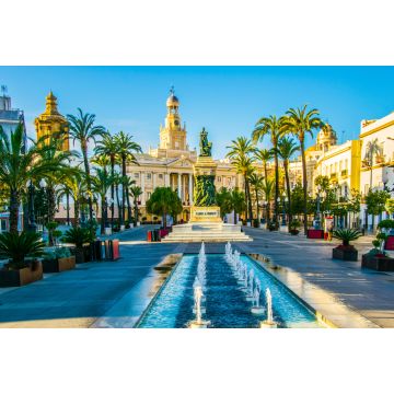 Lais Puzzle - Ansicht eines Brunnens auf dem Platz des Heiligen Johannes von Gott in Cadiz mit Rathaus in Hintergrund - 2.000 Teile