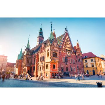 Lais Puzzle - Bunte Morgenszene auf dem Breslauer Marktplatz mit Rathaus - 2.000 Teile