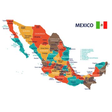 Lais Puzzle - Mexiko - Karte und Flagge - 2.000 Teile