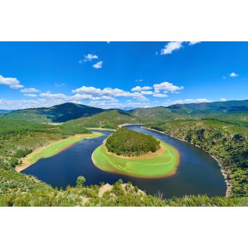 Lais Puzzle - Melero schlängelt sich vom Mirador de la Antigua, Riomalo de Abajo, Las Hurdes, Caceres, Extremadura, Spanien - 2.000 Teile