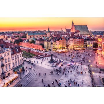 Lais Puzzle - Warschau, Polen: Schlossplatz und das Königsschloss, Zamek Krolewski w Warszawie im Sonnenuntergang des Sommers - 2.000 Teile