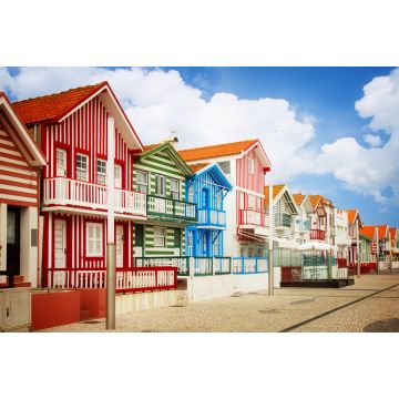 Lais Puzzle - Straße mit typisch gestreiften Häusern Costa Nova, Aveiro, Portugal, retrogetönt - 2.000 Teile