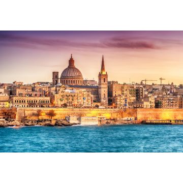 Lais Puzzle - Valletta, Malta: Skyline vom Marsans Harbour bei Sonnenuntergang. Die Kathedrale - 2.000 Teile