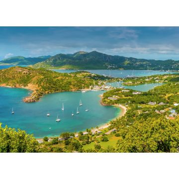 Lais Puzzle - Ein Panoramablick vom Aussichtspunkt Shirley Heights in Richtung English Harbour an der Küste Antiguas - 1.000 Teile
