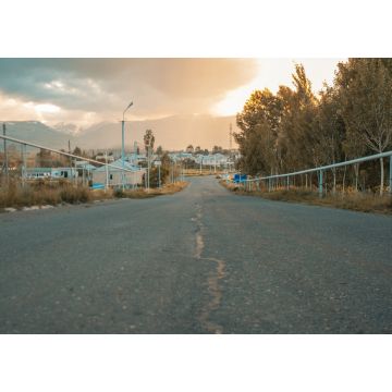 Lais Puzzle - Rissige Asphaltstraße umgeben von Bäumen in einem Dorf in Armenien bei Sonnenuntergang - 1.000 Teile