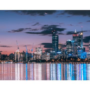 Lais Puzzle - Stadtlicht mit Sonnenuntergang und Mondaufgang zusammen in Perth - 40, 100, 200, 500, 1.000 & 2.000 Teile