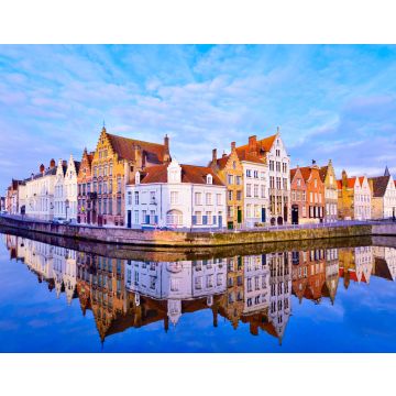Lais Puzzle - Stadtansicht von Brügge und traditionelle Häuser, die sich bei Sonnenaufgang im Wasser spiegeln, Belgien - 40, 100, 200, 500, 1.000 & 2.000 Teile