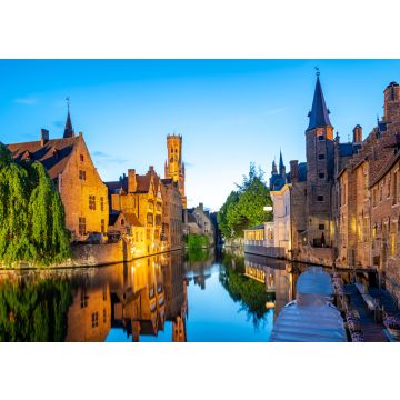 Lais Puzzle - Brügger Stadtsilhouette mit Kanal bei Nacht in Belgien - 500, 1.000 & 2.000 Teile