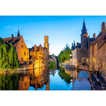 Lais Puzzle - Brügger Stadtsilhouette mit Kanal bei Nacht in Belgien - 1.000 Teile