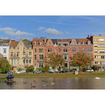 Lais Puzzle - Häuserreihe im eklektischen Jugendstil am Ufer der Ixelles-Seen, Brüssel, Belgien - 1.000 Teile