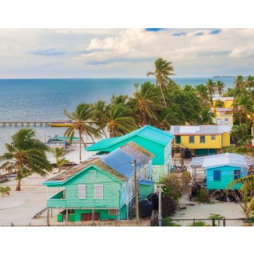 Lais Puzzle - Luftaufnahme des hölzernen Piers und Blick auf das Meer in Caye Caulker, Belize, Karibik - 40, 100, 200, 500, 1.000 & 2.000 Teile
