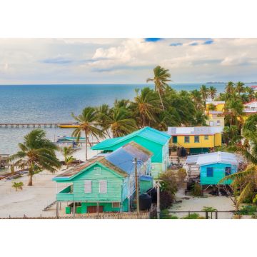 Lais Puzzle - Luftaufnahme des hölzernen Piers und Blick auf das Meer in Caye Caulker, Belize, Karibik - 1.000 Teile