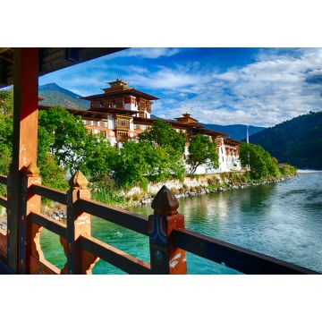 Lais Puzzle - Die Festung Punakha Dzong liegt am Zusammenfluss der beiden Flüsse Pho Chu und Mo Chu. Punakha, Bhutan - 1.000 Teile