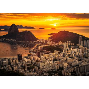 Lais Puzzle - Schöner warmer Sonnenaufgang in Rio de Janeiro mit der Silhouette des Zuckerhuts - 1.000 Teile