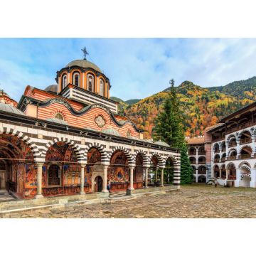 Lais Puzzle - Schöner Blick auf das orthodoxe Rila-Kloster, eine berühmte Touristenattraktion und Kulturdenkmal im Rila-Naturpark-Gebirge in Bulgarien - 1.000 Teile