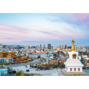 Lais Puzzle - Abenddämmerung des Guanyin-Tempels und der Baoerhan-Stupa in Hohhot, Innere Mongolei - 1.000 Teile