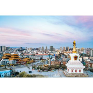 Lais Puzzle - Abenddämmerung des Guanyin-Tempels und der Baoerhan-Stupa in Hohhot, Innere Mongolei - 2.000 Teile