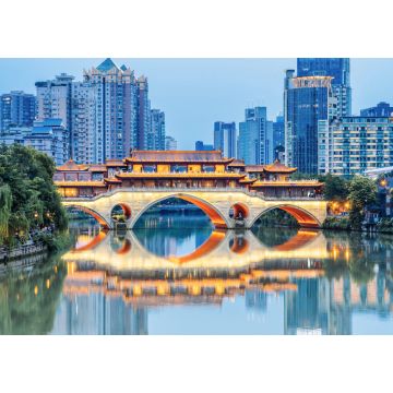 Lais Puzzle - Stadtkulisse der Anshun-Brücke, Chengdu, Sichuan, China - 1.000 Teile