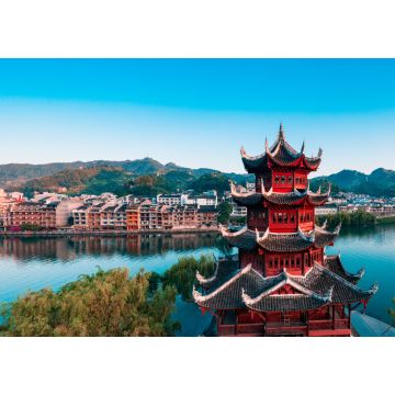 Lais Puzzle - Abenddämmerung in der alten Stadt Zhenyuan, Provinz Guizhou, China - 1.000 Teile