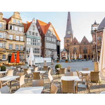 Lais Puzzle - Blick auf den Marktplatz mit Caféterrasse und Liebfrauenkirche im Morgenlicht in der Stadt Bremen, Deutschland - 40, 100, 200, 500, 1.000 & 2.000 Teile