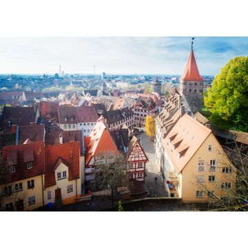 Lais Puzzle - Stadtbild der Altstadt von Nürnberg mit Stadtmauer, Deutschland, retro getönt - 1.000 Teile
