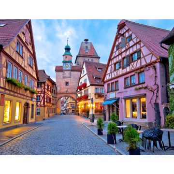 Lais Puzzle - Gepflasterte Straße in der historischen Stadt Rothenburg ob der Tauber, Morgengrauen - 40, 100, 200, 500, 1.000 & 2.000 Teile