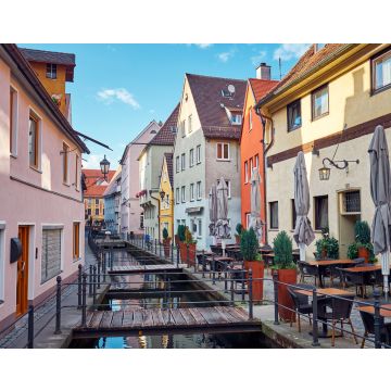 Lais Puzzle - Alte Straße mit Wasserkanal und Restaurant in Memmingen - 40, 100, 200, 500, 1.000 & 2.000 Teile