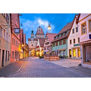 Lais Puzzle - Rothenburg ob der Tauber. Deutsche Straßenarchitektur der mittelalterlichen deutschen Stadt Rothenburg ob der Tauber Abendansicht - 1.000 Teile