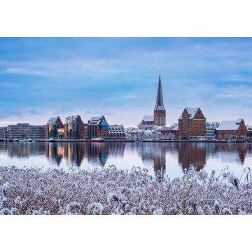 Lais Puzzle - Blick über die Warnow auf die Hansestadt Rostock im Winter - 1.000 Teile