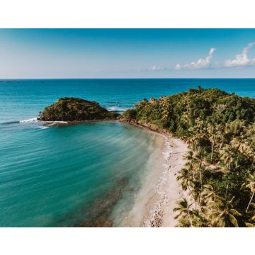 Lais Puzzle - Drohnen-Panoramablick auf den Paradiesstrand mit Sand- und Felsstrand, Palmen und blauem Wasser des Atlantiks, Las Terrenas, Samana, Dominikanische Republik - 40, 100, 200, 500, 1.000 & 2.000 Teile