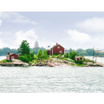 Lais Puzzle - Eine kleine Insel mit einem Haus, im Hintergrund ist die Skyline von Helsinki zu sehen. Aufgenommen in der Nähe von Suomenlinna, Finnland - 40, 100, 200, 500, 1.000 & 2.000 Teile