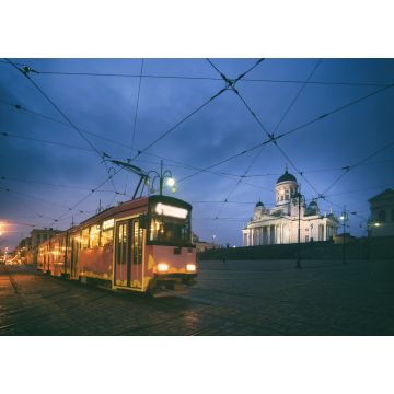 Lais Puzzle - Straßenbahn auf dem Senatsplatz von Helsinki bei Sonnenuntergang mit dem Dom von Helsinki im Hintergrund in Finnland - 1.000 Teile