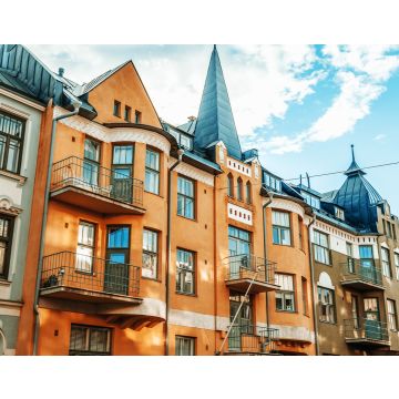 Lais Puzzle - Mehrfarbige Fassaden von Gebäuden in Helsinki, der Hauptstadt Finnlands, die traditionelle skandinavische Architektur, Ullanlinna, Huvilakatu - 40, 100, 200, 500, 1.000 & 2.000 Teile