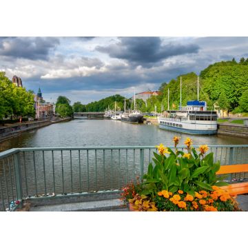 Lais Puzzle - Stadtbild mit Theaterbrücke über den Fluss Aura in Turku. Finnland - 1.000 Teile