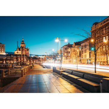 Lais Puzzle - Helsinki, Finnland. Pohjoisranta Straße und Blick auf Uspenski Kathedrale in Abend Nacht Beleuchtungen - 1.000 Teile