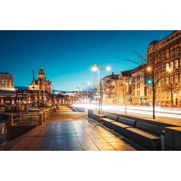 Lais Puzzle - Helsinki, Finnland. Pohjoisranta Straße und Blick auf Uspenski Kathedrale in Abend Nacht Beleuchtungen - 2.000 Teile